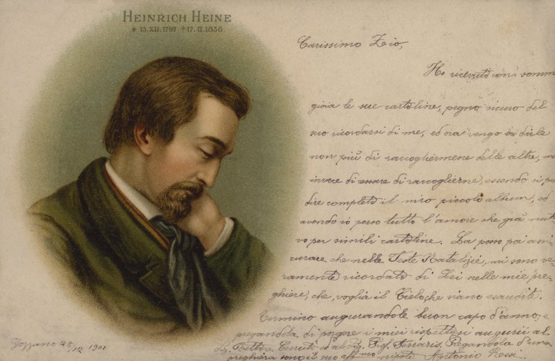 Heinrich Heine, Alman şair (chromolitho) by European School