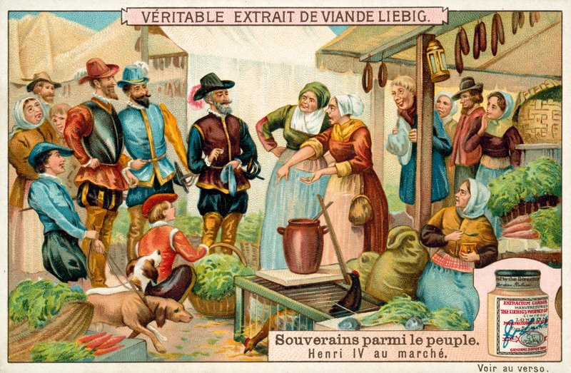 Fransa'nın Henry IV bir pazarda (chromolitho) by European School