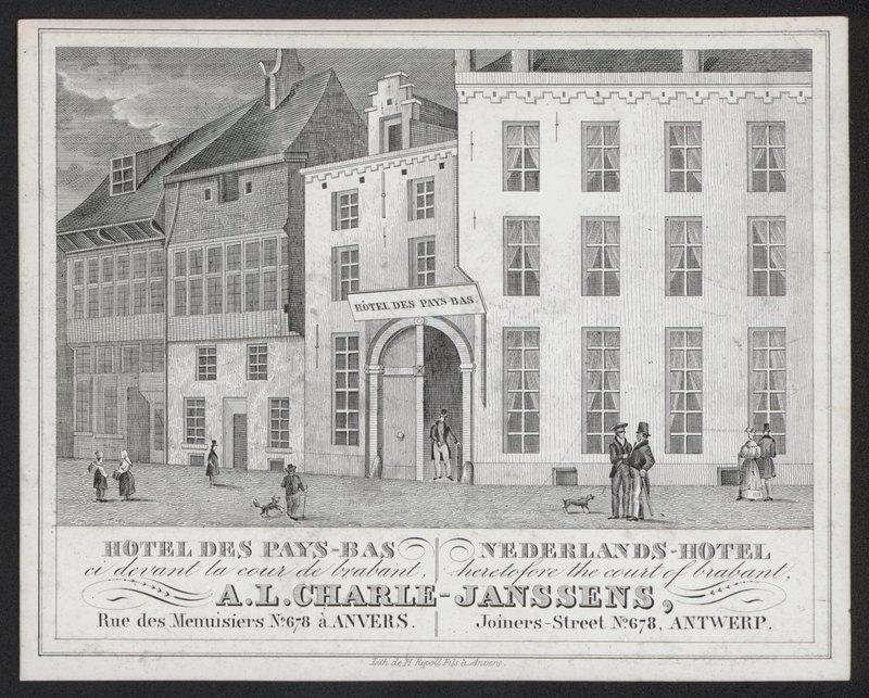 Hotel Des Pays Bas, Dutch Hotel, A L Charle-Janssens, Anvers, Antwerp (gravür) by European School