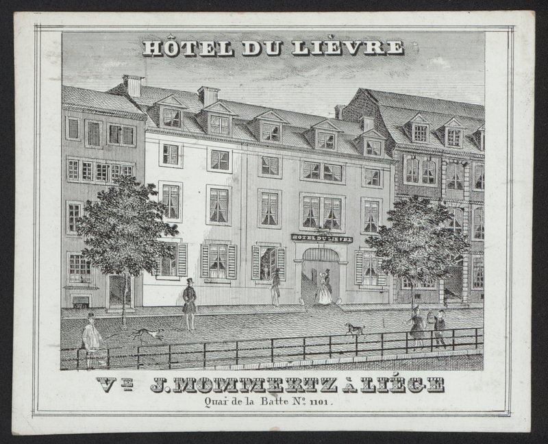 Hotel Du Lievre, J Mommertz, Liege (gravür) by European School