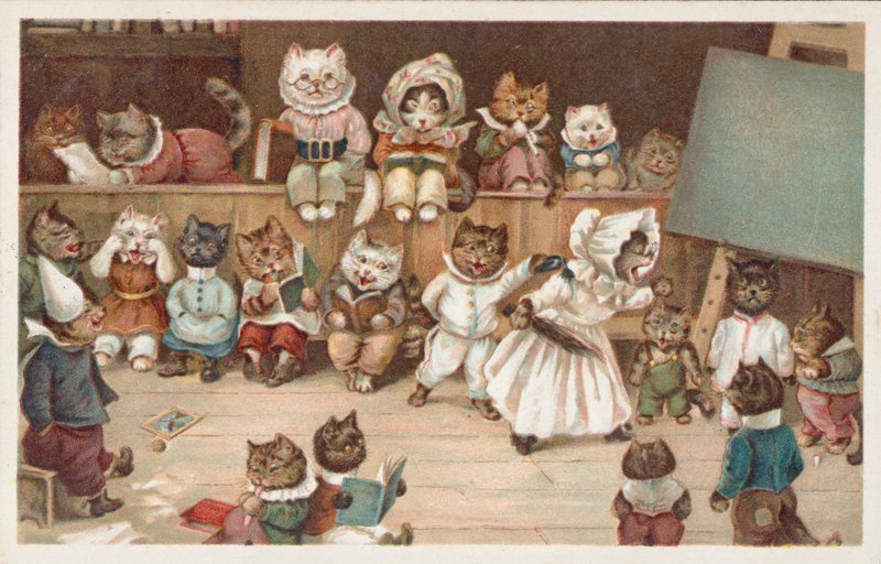 Mizahi kedi kartpostalı (renkli taş baskı) by European School