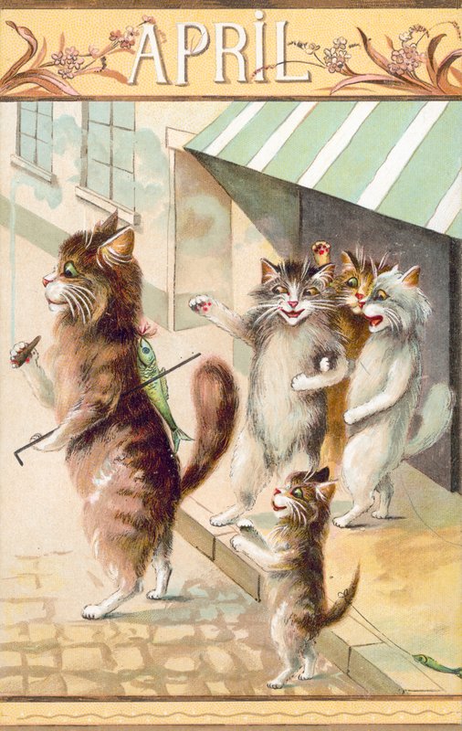 Mizahi kedi kartpostalı (renkli taş baskı) by European School