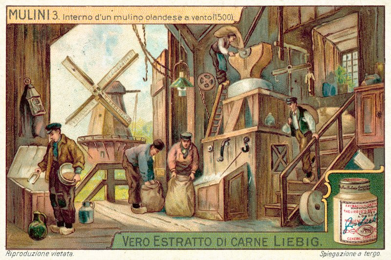 Hollandalı bir yel değirmeninin içi, 1500 by European School