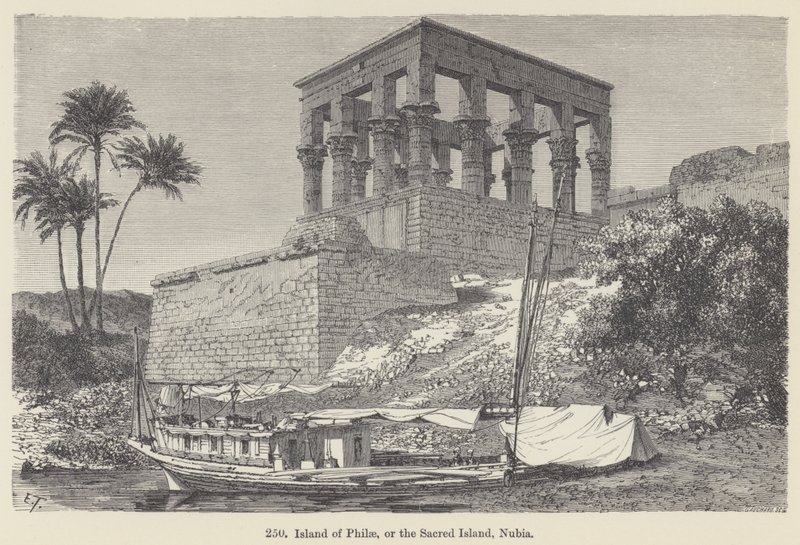 Philae Adası veya Kutsal Ada, Nubia (gravür) by European School