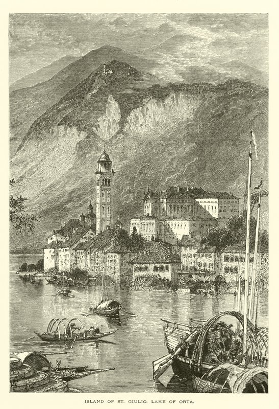 St Giulio Adası, Orta Gölü (gravür) by European School