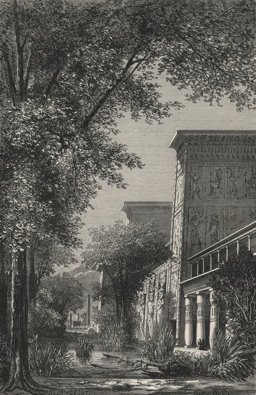 Bir Mısır Tapınağının Bahçesi (gravür) by European School