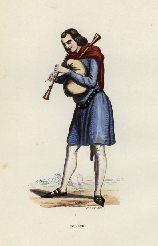 Jongleur (renkli gravür) by European School