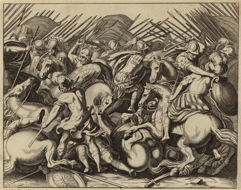 Judas Maccabeus, Seleukosları yenerken (gravür) by European School