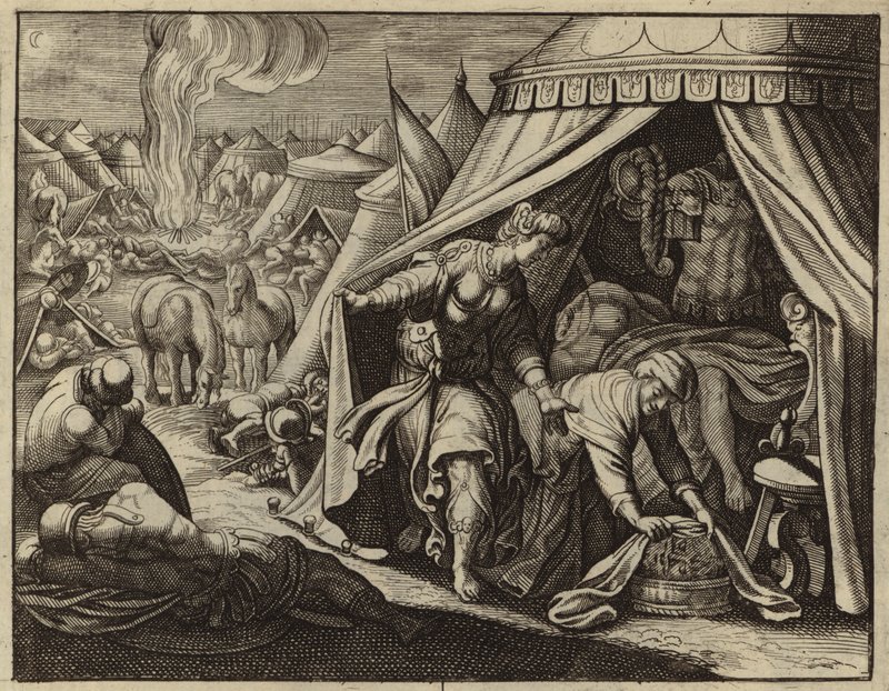Holofernes'in başı kesilmiş Judith (gravür) by European School