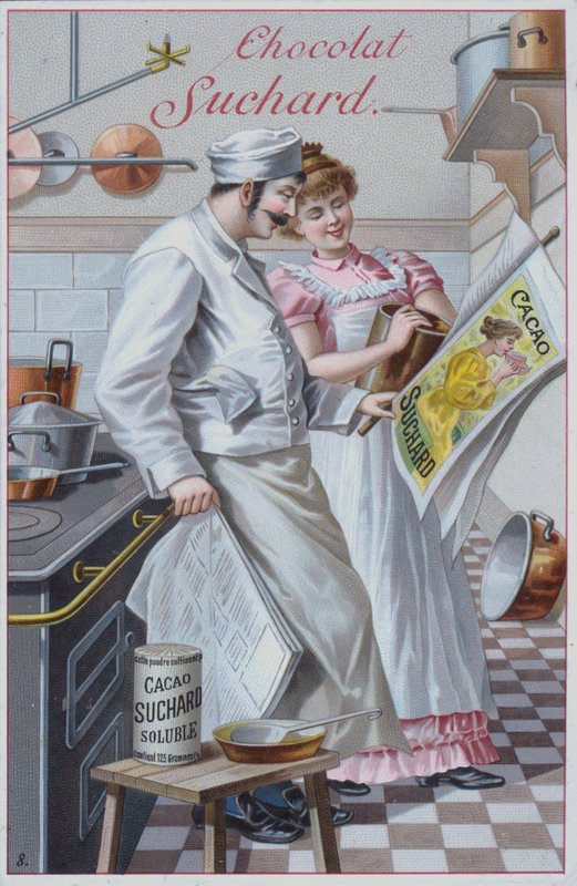 Mutfak sahnesi, Suchard kakao reklamı (chromolitho) by European School