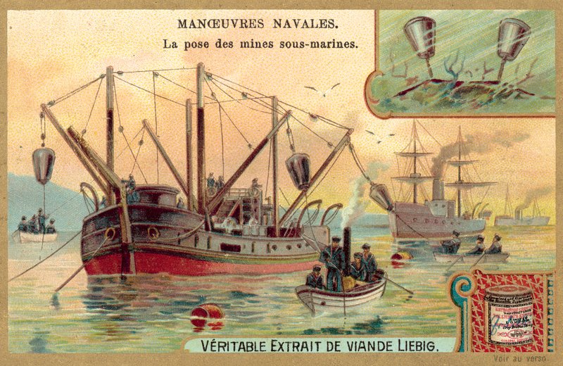 Sualtı mayınlarının döşenmesi (chromolitho) by European School