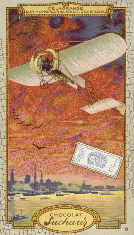 Leon Delagrange Bleriot tek kanatlı uçağında, Danimarka (kromolito) by European School
