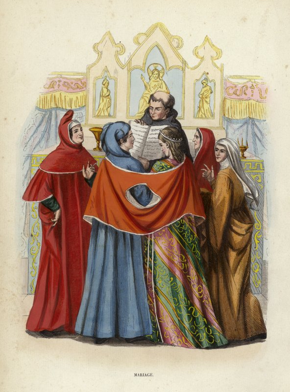 Mariage (renkli gravür) by European School