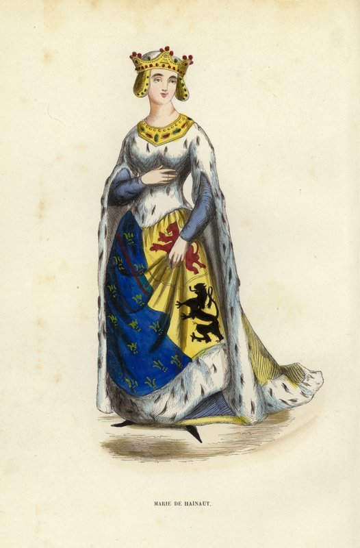 Marie De Hainaut (renkli gravür) by European School