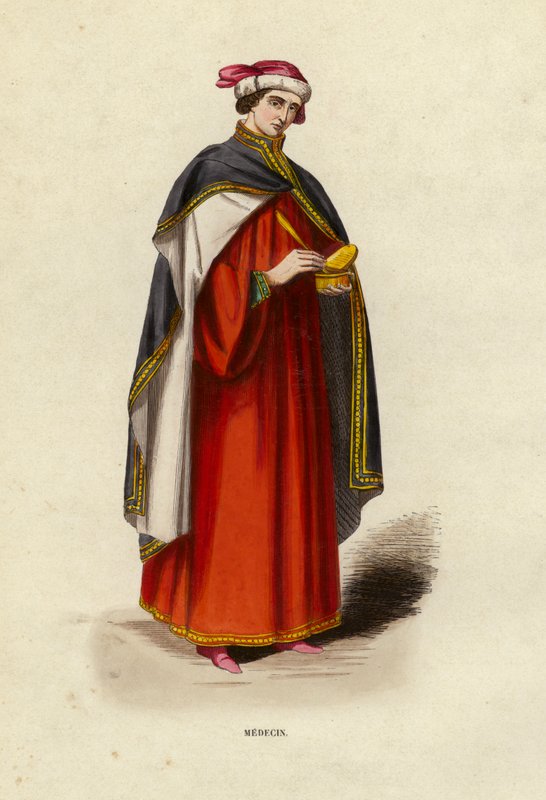 Medecin (renkli gravür) by European School