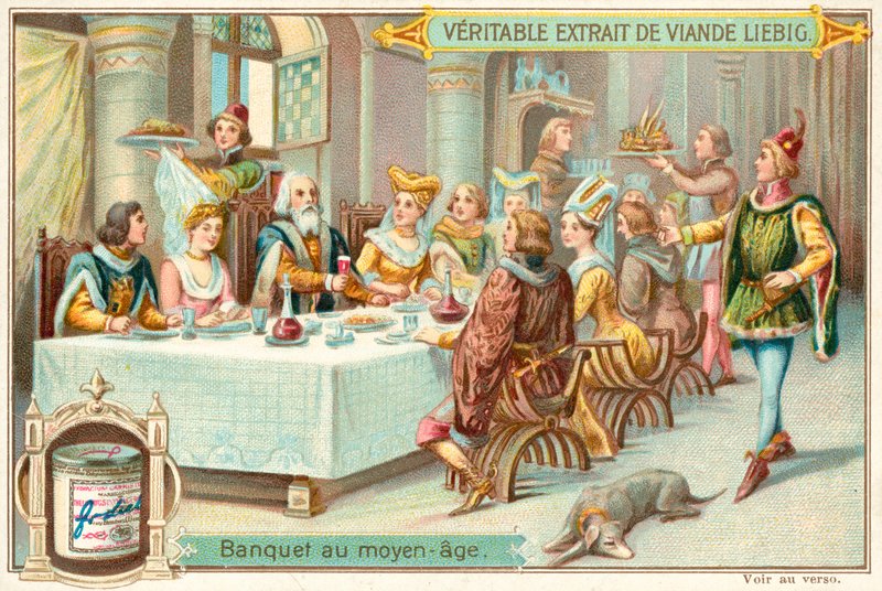 Ortaçağ ziyafeti (chromolitho) by European School
