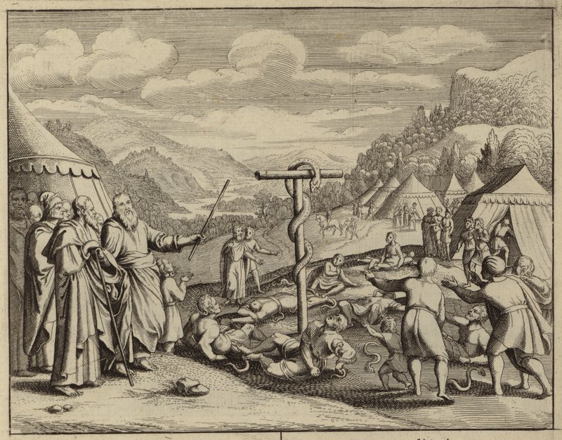 Musa ve küstah yılan (gravür) by European School