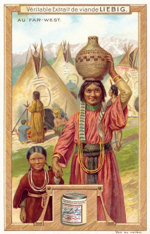 Kızılderili köyü (chromolitho) by European School