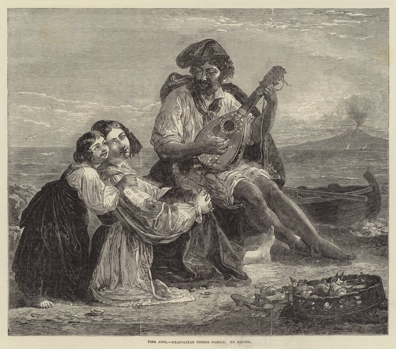 Napoliten Fisher Ailesi (gravür) by European School