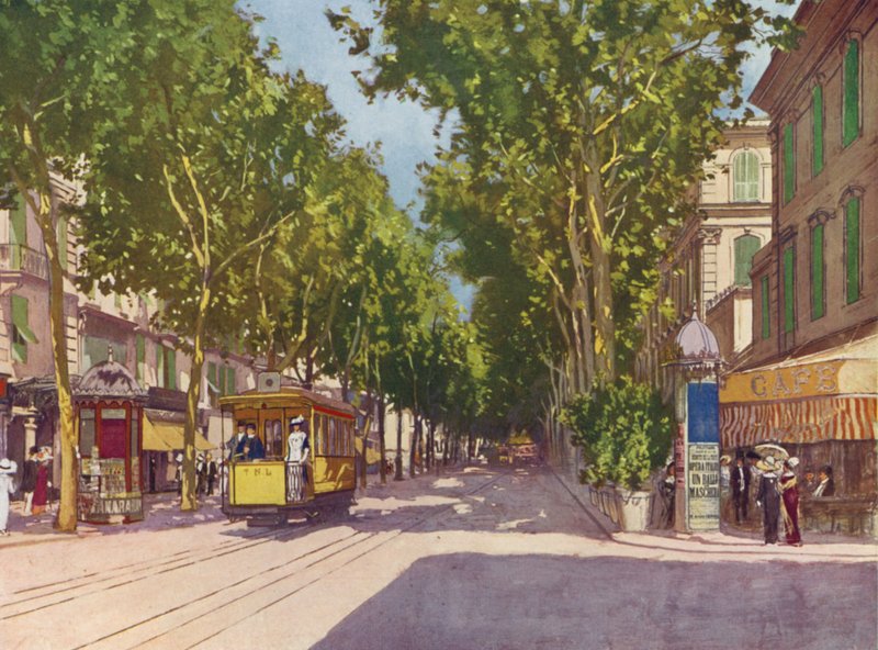 Nice, Avenue de la Gare (renkli taşbaskı) by European School