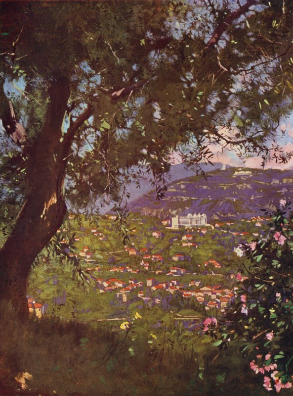 Nice, Cimiez ve Chateau Gözlemevi (renkli taş baskı) by European School