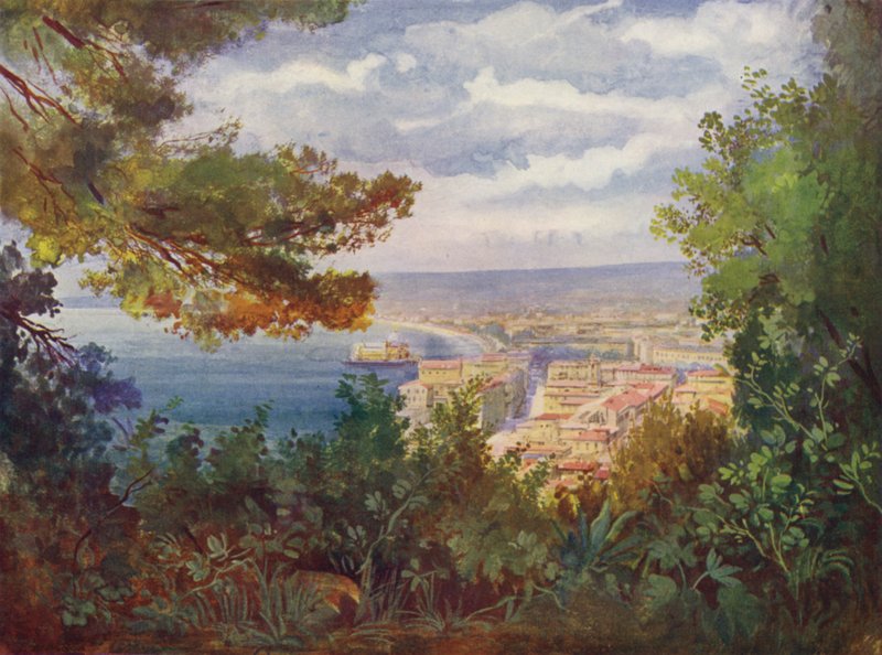 Nice, Şatodan La Jetee-Promenade (renkli taş baskı) by European School