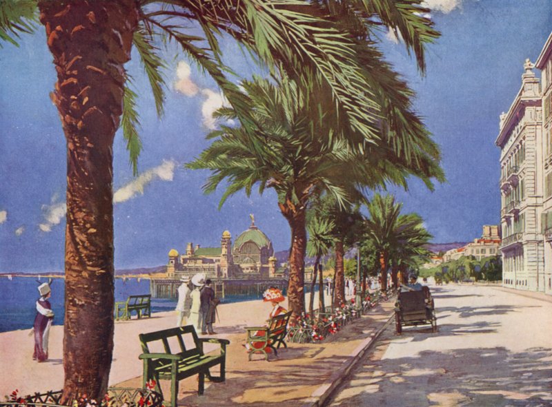 Nice, Promenade du Midi (renkli taş baskı) by European School