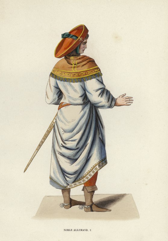 Noble Allemand (renkli gravür) by European School
