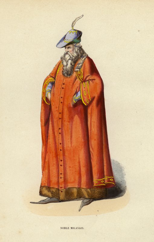 Noble Milanais (renkli gravür) by European School