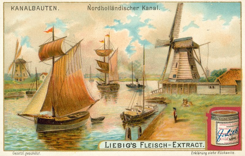 Noordhollandsch Kanaal, Hollanda (kromolitografi) by European School