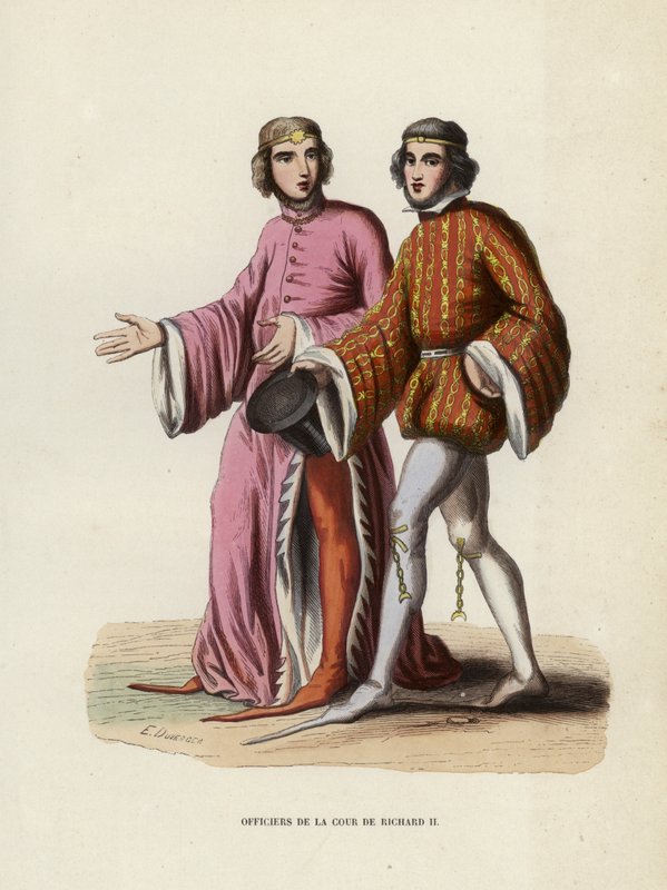 Memurlar Of The Court Of Richard II (renkli gravür) by European School