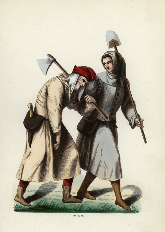 Paysans (renkli gravür) by European School