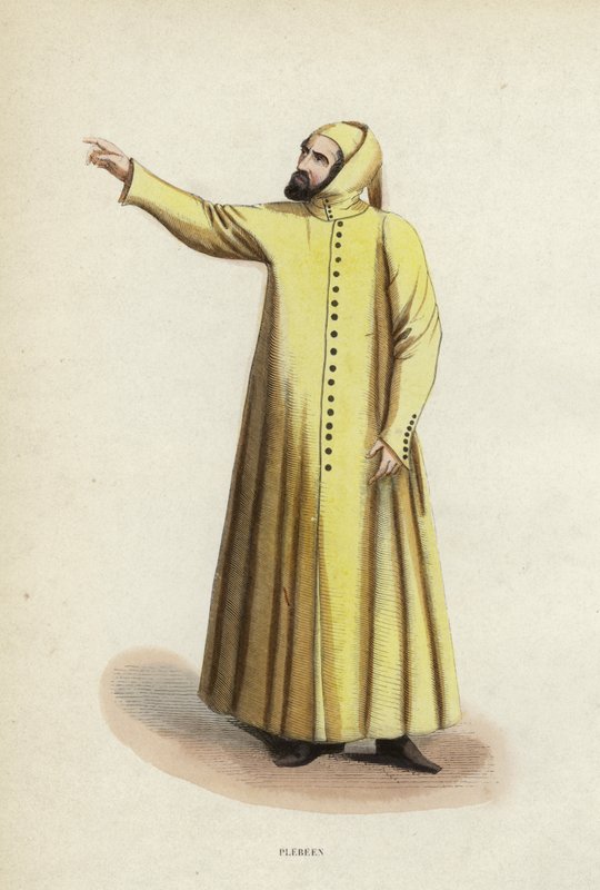 Plebeen (renkli gravür) by European School