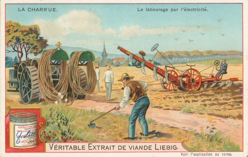 Çift sürme, elektrikle, Liebig kartı, 20. yüzyıl başı (kromo) by European School
