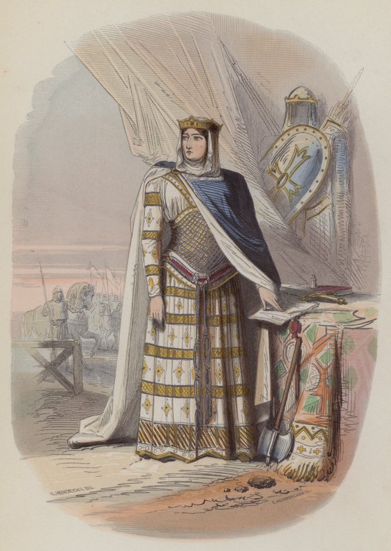 Richilde, Hainaut Kontesi, Kontes Consort ve Flanders Regent (renkli gravür) by European School
