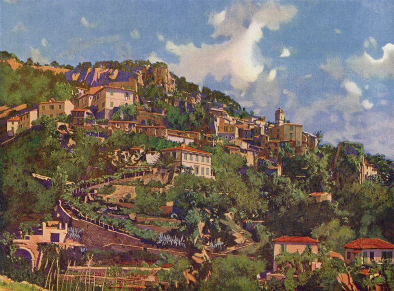 Roquebrune, Genel görünüm (renkli lito) by European School