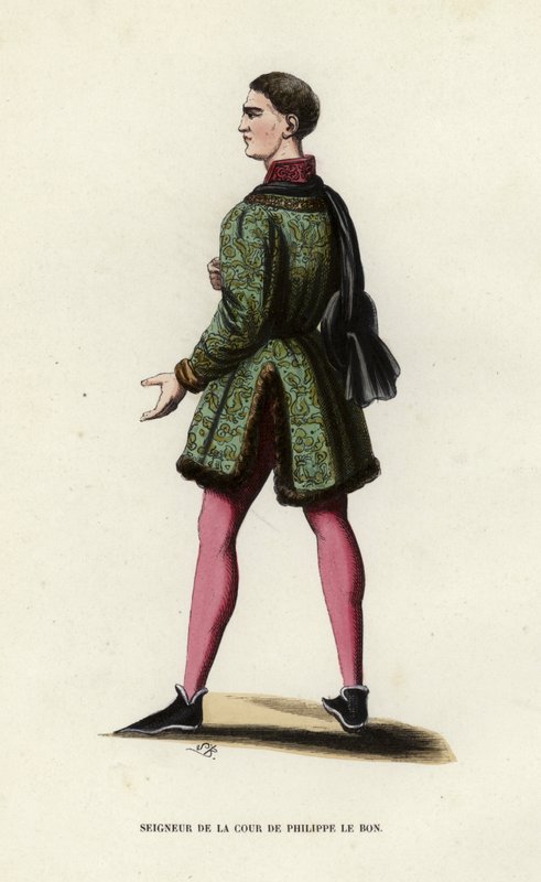 Lord of the Court of Philippe Le Bon (renkli gravür) by European School