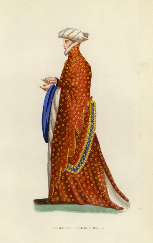 Lord Of The Court Of Richard II (renkli gravür) by European School