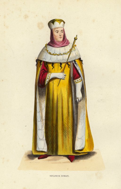 Senatör Romain (renkli gravür) by European School