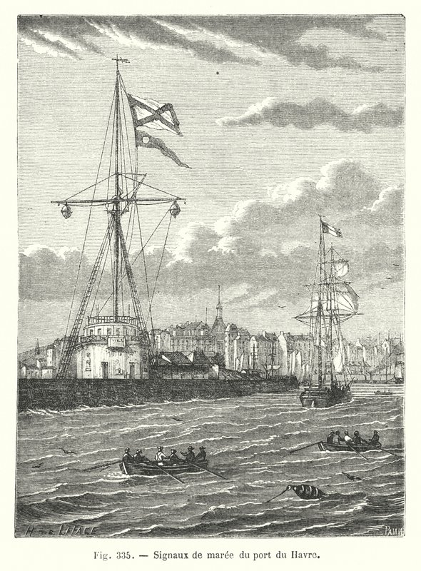 Le Havre limanından gelen gelgit sinyalleri (gravür) by European School