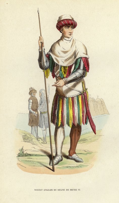 Henry VI Saltanatından İngiliz Askeri (renkli gravür) by European School