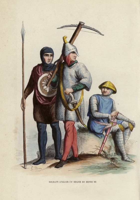 İngiliz Askerleri Of The Reign of Henry III (renkli gravür) by European School
