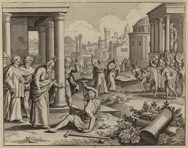 St Paul topal ve hiç yürümemiş bir adamı iyileştiriyor (gravür) by European School