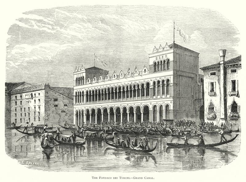 Fondaco dei Turchi, Büyük Kanal (gravür) by European School