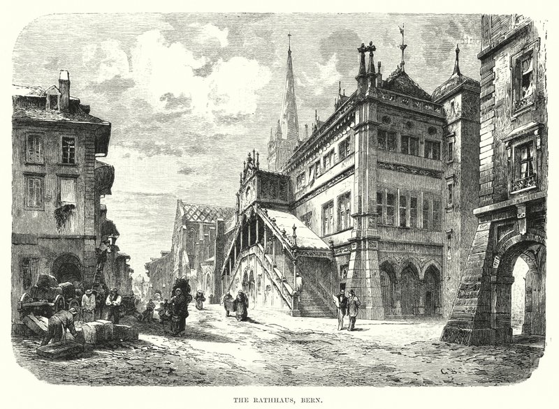 Rathhaus, Bern (gravür) by European School
