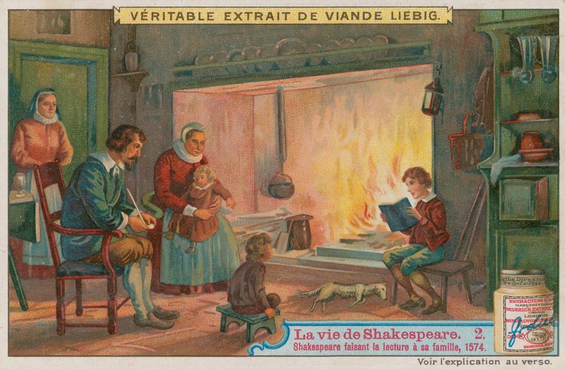 Ailesine kitap okuyan genç Shakespeare, 1574 by European School