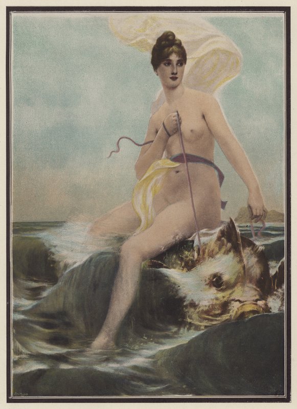 Thetis, Yunan mitolojisinden deniz perisi (renkli taş baskı) by European School