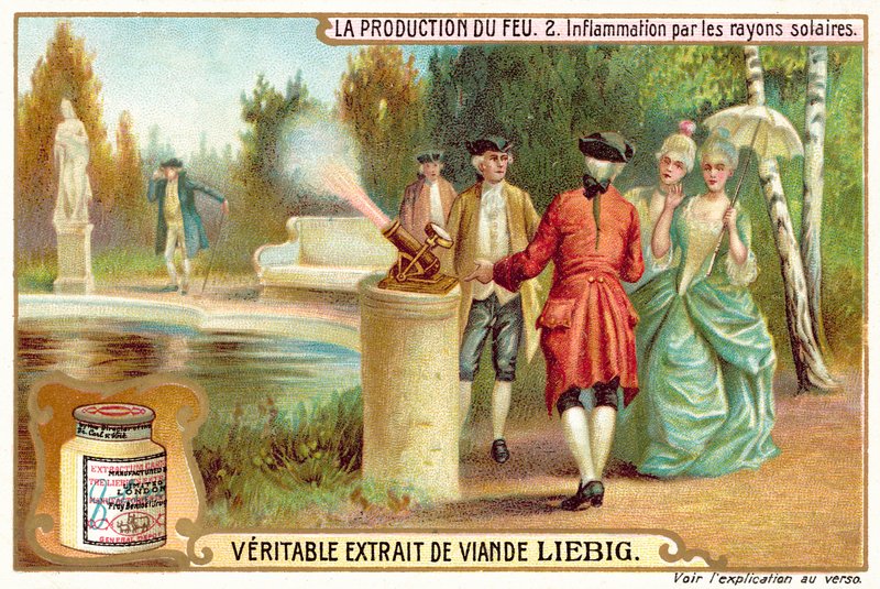Ateş yakmak için güneş ışınlarını kullanma (chromolitho) by European School