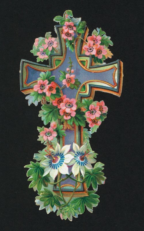 Viktorya dönemi artıkları: Kutsal haç (chromolitho) by European School