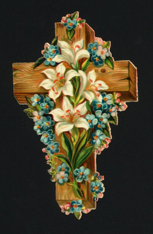 Viktorya dönemi artıkları: Kutsal haç (chromolitho) by European School